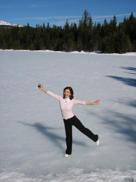 Ice skating on the ice lake